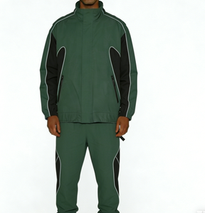 Ensemble de survêtement coupe-vent pour homme : veste et pantalon amples, légers, avec logo personnalisé, tenue de sport décontractée, design contrastant, coupe-vent, style urbain - Product Image 1