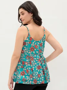 La Mejor Oferta: Top de Tirantes Azul Estampado de Tela Suave para Primavera, Ideal para Salidas Diurnas y Reuniones Informales, Disponible a Precio de Exportación - Product Image 3