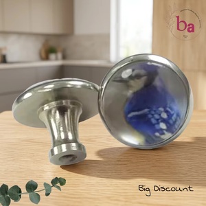 Modern Peacock Pattern Metal <b>Crystal</b> Glass Cover Kitchen Furniture Handles <b>Knobs</b> Cabinet Drawer Pulls Living Room Outdoor Villa - Product Image 3