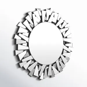 Espejo de Pared Circular Moderno de Vidrio Hecho a Mano, Diseño Geométrico Abstracto, Decoración Ecológica para el Hogar, Pieza Decorativa para Sala de Estar - Product Image 2