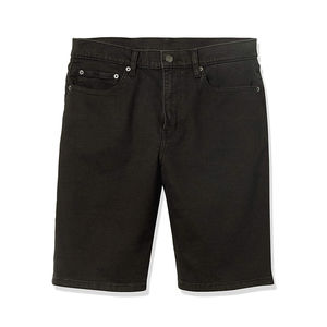 Shorts en jean noir uni pour homme, classiques, cinq poches, coupe slim décontractée, en coton, demi-pantalon, bas de tenue tendance pour l'été - Product Image 1
