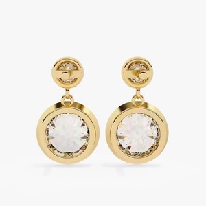 Women's <b>Hoop</b> <b>Earrings</b> in 10k Yellow Gold Moissanite Round Cut Diamond Bezel Set Trendy Jewelry IGI Certified <b>Silver</b> Plated - Product Image 5