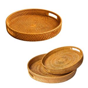 Cesta/Bandeja de Mimbre PHU HAO, Bandeja de Servir Hecha a Mano con Asas para Desayuno, Comedor y Cocina - Product Image 1