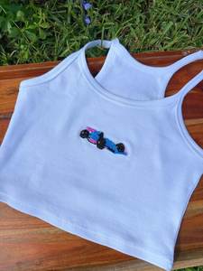 T-Shirt for Beaded Embroidery Seed Beads Fashion Tank <b>Top</b> Stylish Fashion Seed Beads Hand Hot Selling For Customize Color White - Product Image 2