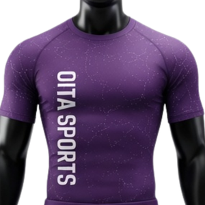 Ensemble de vêtements de sport pour hommes, chemise et short de compression violets, séchage rapide, extensible, pour la salle de sport, l'entraînement, la course à pied, les exercices, les vêtements de sport athlétiques - Product Image 3