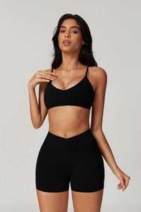 Sujetador deportivo negro Zoe, el más vendido, elástico en 4 direcciones, tirantes delgados, transpirable, de secado rápido y de alto impacto, para gimnasio y fitness para mujer. - Product Image 2