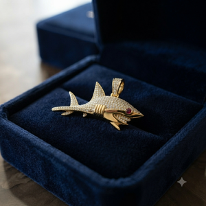 Trendy 10K <b>Solid</b> <b>Gold</b> Fine <b>Pendants</b> Charms Custom Iced Zodiac Sign Shark Fish Cartoon Rhodium Plated Moissanite Unisex Jewelry - Product Image 5