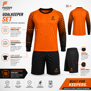 Ensembles d'uniformes de gardien de but de football professionnels rembourrés en gros – Maillot de gardien à manches longues et short – Tenue de sport de protection pour le football - Product Image 5