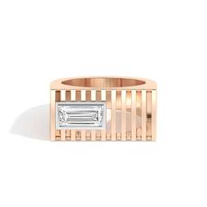 Anillo de Oro Ancho Personalizado con Diamantes Cultivados en Laboratorio de Corte Baguette de 1 CTW, Oro de 10k, 14k, 18k, Banda Arquitectónica Audaz, Fabricante de Joyería al por Mayor - Product Image 5