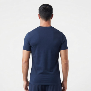 T-shirt Homme Luxe Qualité Supérieure Coupe Slim Tendance Bleu Marine Ajusté Personnalisé Nouveau Design Col Rond Vente en Gros - Product Image 5