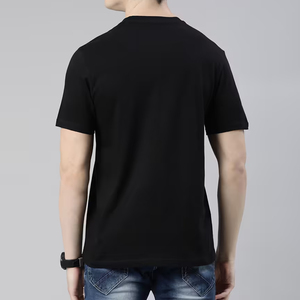 Custom Plain <b>Black</b> Men's Cotton T-<b>Shirt</b> OEM Logo Printing Breathable Regular Fit Wholesale Direct Factory Supply - Product Image 3
