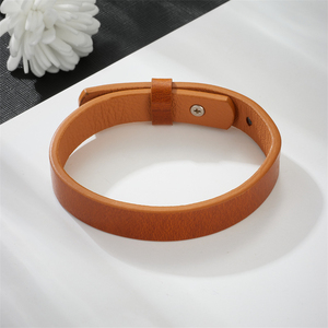 <b>Leather</b> <b>Bracelet</b> for Man Women Genuine Plain <b>Leather</b> Unisex Strap <b>Bracelet</b> Adjustable Jewelry - Product Image 3