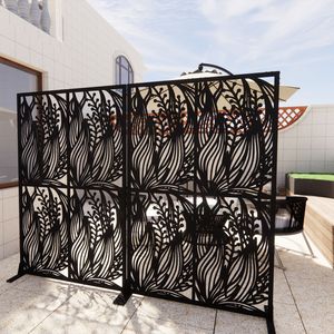 Free Standing Decorative Metal Privacy <b>Screen</b> W3.8Ft X H6Ft Indoor Outdoor Divider <b>for</b> Balcony <b>Patio</b> 6Ft High Privacy <b>Screen</b> <b>for</b> - Product Image 2