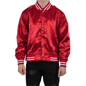 Chaqueta de Béisbol Satinada de Alta Calidad para Hombre, Estilo Universitario, Color Sólido, Tallas Grandes, Chaqueta Varsity Satinada - Product Image 1
