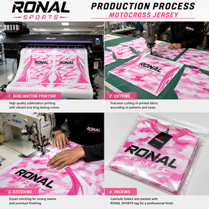 เสื้อแข่งมอเตอร์ครอสแขนยาวของผู้ชาย, เสื้อแข่งมอเตอร์ไซค์สีชมพูสีขาวลายพรางแห้งเร็วเสื้อเจอร์ซีย์สำหรับ ATV BMX MTB - Product Image 5