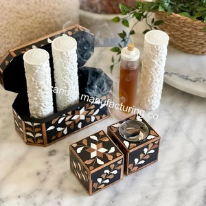 Juego de quemador de incienso Bakhoor con incrustaciones de hueso de madera, caja para incienso Mubkhar, bandeja de aromaterapia, decoración religiosa - Product Image 5