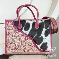Sacs fourre-tout pour femmes en cuir de vachette façonnés à la main, grande capacité, motif floral, poignée supérieure, sacs à bandoulière de luxe pour voyage, vente chaude