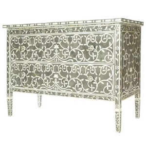 Luxury Bone Inlay Wood Drawer Cabinet |Modern Handmade Floral Inlay Console <b>Storage</b> <b>Chest</b> for Living Room Bedroom Hallway Drawer - Product Image 3