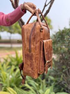 Sac à dos en cuir véritable Real Crunch, multi-usages, sacs à la mode, sac à dos pour ordinateur portable en cuir véritable, sac d'école, sacs pour ordinateurs portables - Product Image 2