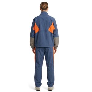 Slate Grey Blue Tracksuits Deluxe Grade Nylon Mandarin Collar Articulated Long Sleeve Casual <b>Womens</b> <b>Windbreaker</b> Sets - Product Image 2