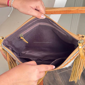 2025 vente en gros nouveauté en cuir repoussé à la main femmes dames sacs à bandoulière sangle détachable en cuir de vachette frange sac à bandoulière - Product Image 6