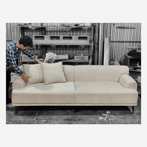 220x85cm PE & Wood Frame outside <b>Living</b> <b>Room</b> <b>Sofas</b> Foam Fabric Couch Minimalist Vietnam Style Two Seat Wood <b>Sofa</b> - Product Image 2