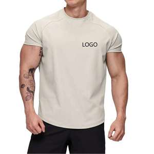 เสื้อยืดคอกลมแขนสั้นสีเทาอ่อนสำหรับผู้ชาย ทรงปกติ แห้งเร็ว ผ้าเจอร์ซีย์ถัก โลโก้ด้านหน้า ไม่มีลาย พิมพ์ซิลค์สกรีน สไตล์ลำลอง - Product Image 1
