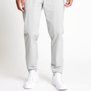 Pantalon décontracté tissé gris clair uni pour homme, avec braguette boutonnée, respirant et ajusté - Product Image 2