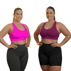 Women's Plus Size Breathable Sports <b>Bra</b> Gray Purple <b>Racerback</b> Front Logo Medium Support Gym Yoga Fitness Workout - Product Image 5