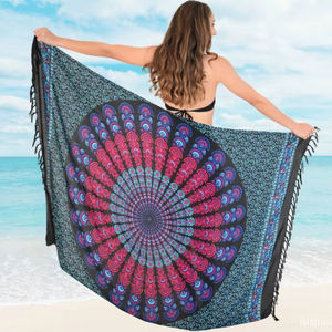 Pareo de Playa para Mujer, Estampado a Rayas, de 1 Pieza, Anti-UV, Tejido Transpirable, Reversible por Delante, Gran Venta - Product Image 1