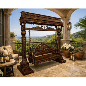 Maharaja Grand Fauteuil Suspendu Artisanal en Bois de Teck, Style Vintage, pour Salon Extérieur, Indien Haut de Gamme, Sculpté Traditionnellement, Démontable, USA - Product Image 1