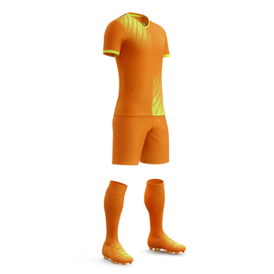 Camiseta de Fútbol de Manga Corta para Hombre, Color Naranja, Cuello Redondo, Absorbe la Humedad, Poliéster, Ajustada, Diseño Sólido para Todas las Temporadas - Product Image 3