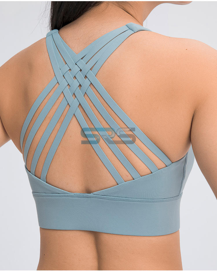Women Sports Bras Tights Crop Top Yoga Vest Front Zipper Plus Size Non-adjusted Straps Breathable Plaid Shockproof Gym