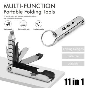 Multi-strumento portatile compatto 11-in-1 in acciaio inossidabile per avventure all'aria aperta uso quotidiano-supporto per telefono apribottiglie coltello pieghevole - Product Image 5