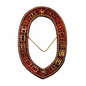 Premium Blue Lodge Chain Collar Gold Plated on Red Velvet for <b>Masonic</b> Officers - Product Image 1