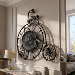 Marco Redondo de Hierro Antiguo para Reloj de Pared con Números Romanos Impresos con UV, Acabado en Níquel Negro, Pieza de Arte Decorativa para el Hogar - Product Image 2