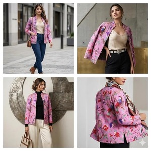 Chaqueta Abrigo de Invierno para Mujer, Tejida a Mano en India, de Algodón Acolchado, Reversible, con Estampado Animal - Product Image 3