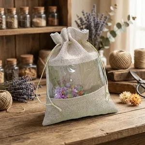 Pochette en jute pour fenêtre 10x8 pouces, sac de transport écologique en fibre naturelle pour emballage de produits, cadeaux de mariage, présentation en magasin et vente en gros - Product Image 3