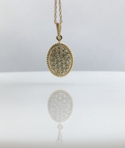 Collier pendentif halo en diamant naturel rond 0,95 carat, argent sterling plaqué or, pour femme, mariage, fiançailles - Product Image 3