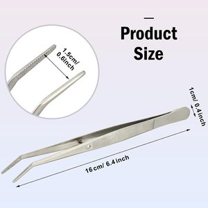 10 pinces à épiler en acier inoxydable, courbées, à pointe dentelée, multifonctionnelles, pour travaux manuels et machines à coudre, en vrac (argent), certifiées CE - Product Image 2