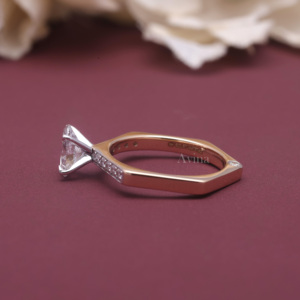 Anillo de Compromiso con Diamante Ovalado Cultivado en Laboratorio, Certificado por IGI, Oro de 18K en Dos Tonos, Halo Oculto, Anillo Solitario para Mujer - Product Image 2