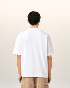 Camiseta Blanca de Algodón para Hombre, Corte Regular, con Estampado de Letras en la Parte Delantera, Cuello Redondo, Manga Corta, Estilo Jersey - Product Image 4