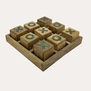 Rompecabezas con incrustaciones de mármol y latón, madera de acacia, juguete educativo Tic Tac Toe para adultos, niños y familias - Product Image 6