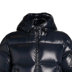 Chaqueta de Invierno Ligera Personalizada para Hombre, Nueva Chaqueta Negra de Lona con Cuello Alto, Cálida, Acolchada con Plumas para Uso en Exteriores - Product Image 3