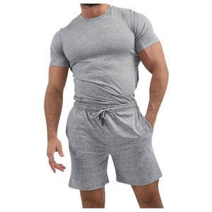 Conjunto de camiseta y pantalones cortos deportivos de verano con logotipo personalizado para hombre, conjunto de pantalones cortos de algodón para correr, conjuntos cortos personalizados para hombre - Product Image 6