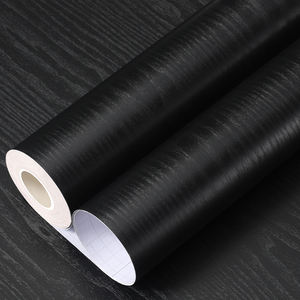 Papel pintado impermeable del efecto del panel de madera negro texturizado natural grueso del PVC Papel de pared de grano de madera para la sala de estar de la cocina - Product Image 6