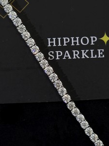 Classic Iced Out 925 <b>Sterling</b> <b>Silver</b> Round Diamond Tennis <b>Bracelet</b> Hip Hop Bling Jewelry <b>For</b> <b>Men</b> Women Sparkles Wholesale Charms - Product Image 5