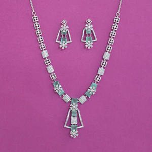 Artificial Fashion Jewellery Wholesalers in India American Diamond Classic <b>Necklace</b> With Rhodium Plating 443985 - Product Image 6