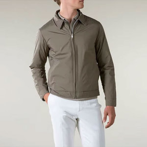 Blouson bomber vert olive pour homme, fermeture éclair intégrale, col rabattable, coupe-vent, coupe classique, en polyester, pour l'automne - Product Image 2