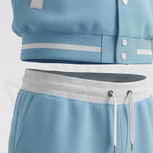 Conjunto Deportivo Unisex Azul Claro con Capucha, Manga Larga, Color Sólido, Informal, con Bolsillos Laterales y Cierre con Cordón, para Otoño - Product Image 5